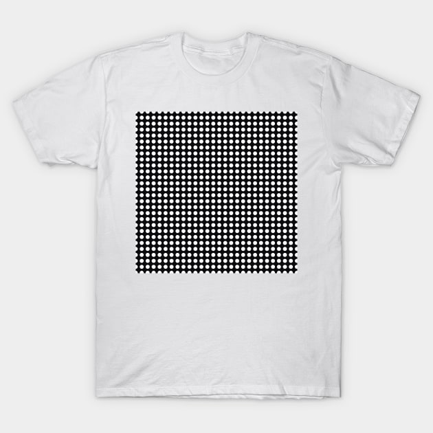 Black and White Lined Medium Polka Dots T-Shirt by squeakyricardo